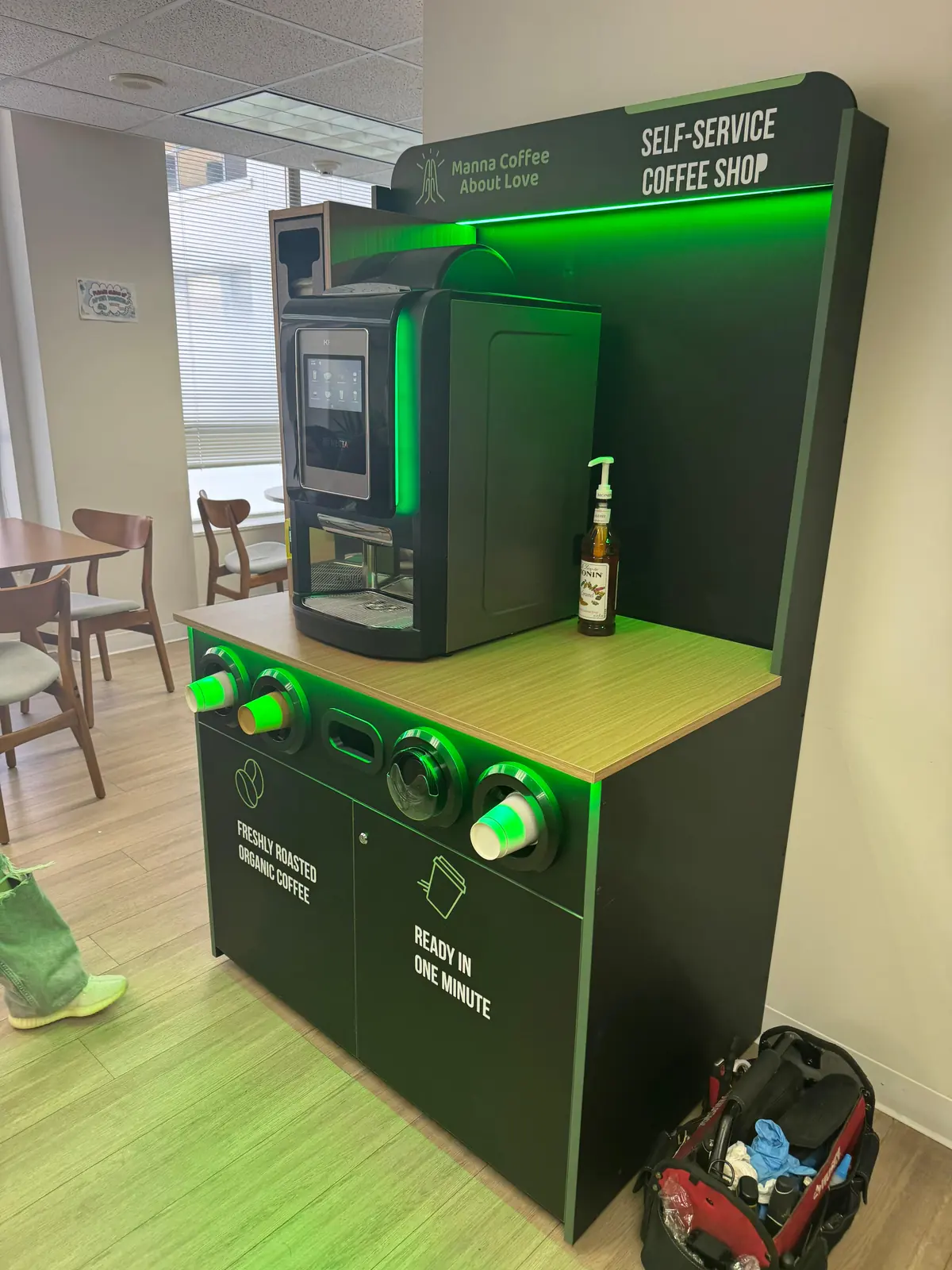 A Manna coffee kiosk in a workplace break room